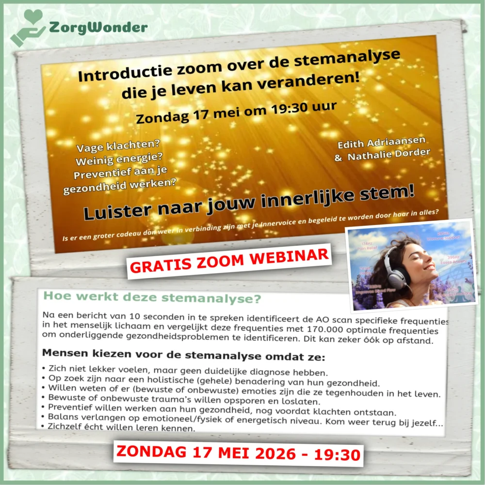 ZorgWonder.nl - zondag 17 mei gratis Zoom stemanalyse